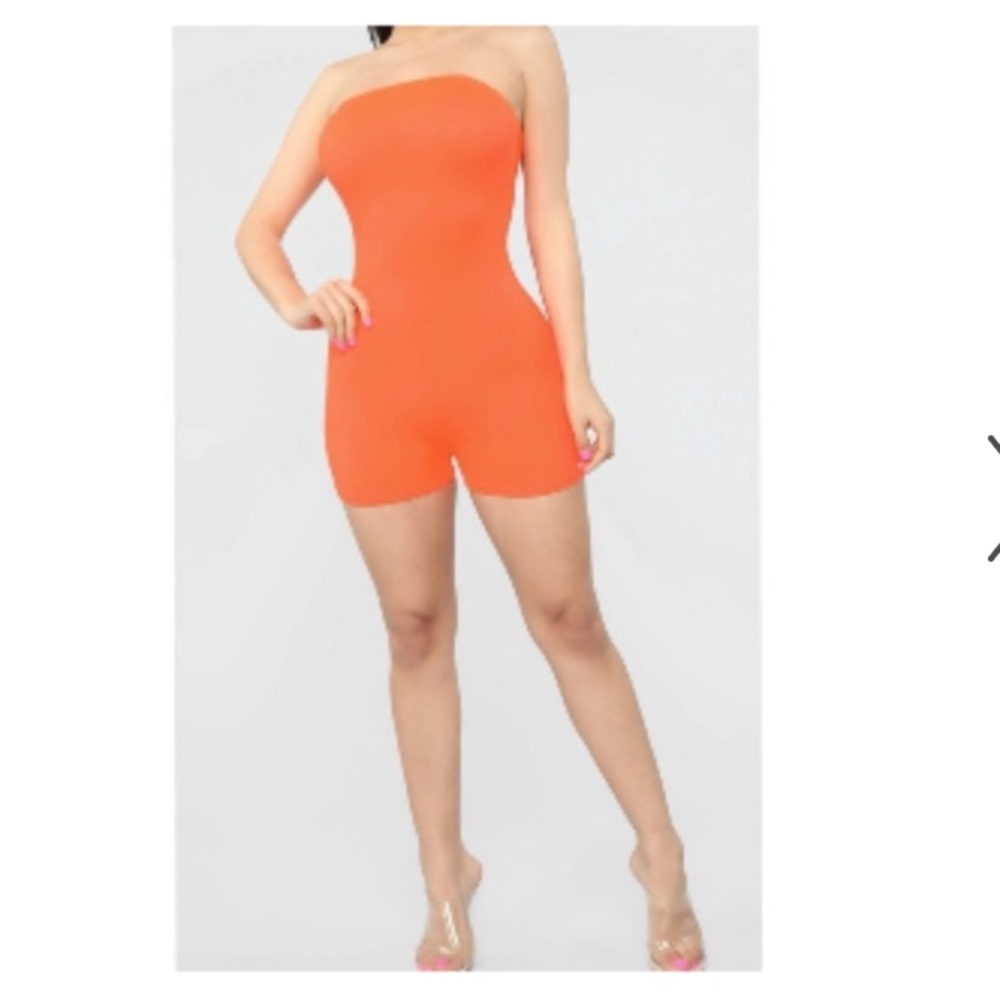 Fashion Nova Neon Orange Romper